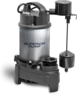 Superior Pump 92571 1/2 HP Stainless Steel and Cast Iron Sump Pump with Vertical Switch
