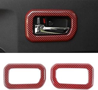 Interior Door Handle Trim Bezel Compatible with Suzuki Jimny 2019 2020 2021 2022 2023 2024 Inside Door Handle Bowl Decoartive Cover Accessories (Carbon Fiber Red)