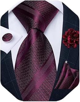 Silk Tie Woven Handkerchief Men's Necktie and Lapel Pin Brooch Set Paisley Plaid Solid Floral