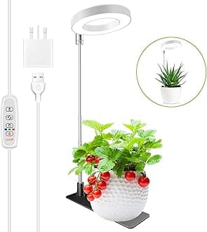 Kullsinss Grow Lights for Indoor Plants, 48 LEDs Full Spectrum Plant Grow Light with Detachable Base, Height Adjustable, 3 Spectrum Modes, Automatic Timer, Dimmable Plant Light for Small Plants