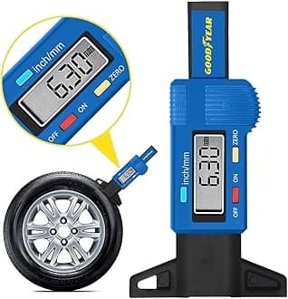 Goodyear Digital Tyre Tread Depth Gauge Measuring Tool Car, Trucks MOT Compliant| Precision Measuring Tool for Accurate Tire Tread Depth, Easy-to-Read LCD Display| Material Steel