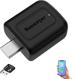 Sunweyer 2024 Latest Wireless CarPlay & Android Auto Dongle 2 in 1 Auto Connect Box,USB Type-C Port,Supports Online Updates Wired to Wireless Adapter