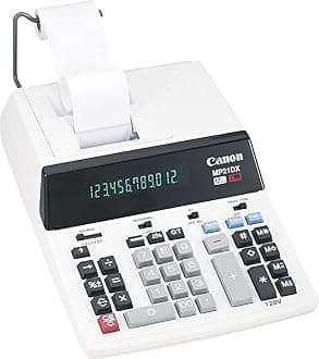 Canon CNMMP21DX Color Printing Calculator, AC Supply Powered, 3.7" x 9" x 12.2", White, 1 Each