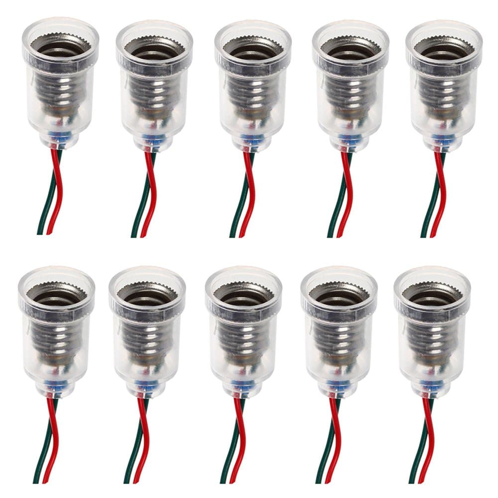 10 Pack LED Screw-Mount E10 Small Bulbs Holder with Wire Socket for Home Experiment Circuit Electrical Test Accessories