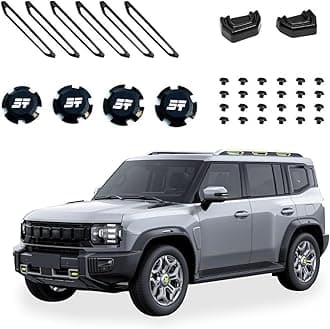 Matte Black Roof Rack, Wheel Covers, Bumper Hooks Compatible with Jetour T2 2023-2025 Models [36 decorative pcs]