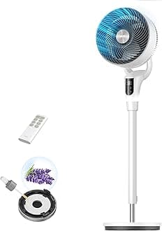 Fan for Bedroom, 2026 Upgraded, 90ft Airflow, 20dB Quiet Fan, 90° Oscillating Standing Fan for Whole Room, DC Motor, 8+H Speeds, 3 Modes, 38-42'' Adjustable Height, 8H Timer, 105° Manual Vertical