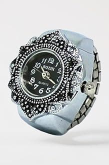 Analog Watch Dial Stretchable Adjustable Finger Rings for Women