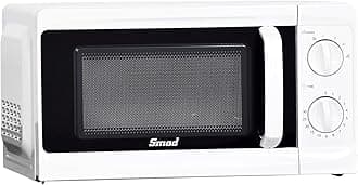 Smad 700W Compact Microwave, 17L Countertop Oven with 6 Power Levels, Manual Knob Control, Defrost Function, Easy-Clean Design for Kitchen, Dorm, Office – White