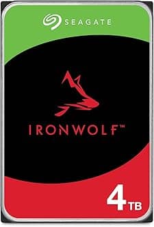 IronWolf 4TB, NAS, Internal Hard Drive, CMR, 3.5 Inch, SATA, 6GB/s, 5.400 RPM, 256MB Cache, for RAID Network Attached Storage, Data Rescue Services (ST4000VNZ06)