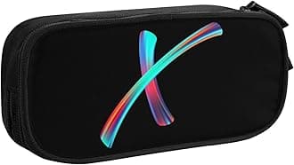 Cute Initial Pencil Case for Kids Students, Large Capacity Pencil Pouch for Boys Girls, Letter Design Pencil Box Pen Bag Office Stationery Organizer, Rainbow Letter X