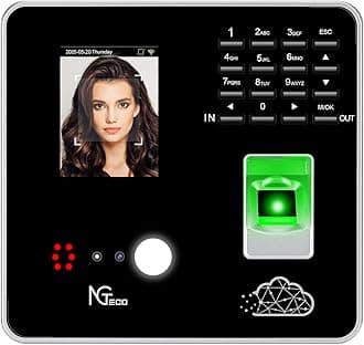 NGTeco Cloud Time Clock, Upgraded TC1 Remote Control 2.4GHz WiFi Time Card Machine for Small Business with Software & App for iOS/Android, Includes 5 RFID Cards No Monthly Fees