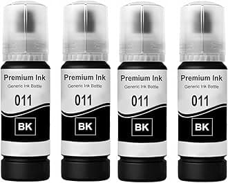 CANOFF 011 & 012 Refill Ink Bottle Compatible with Epson Model L8180 and L8160 Printer (011 Black Ink 4pc.)