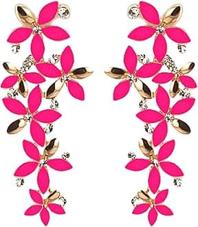 YouBellaJewellery Gold Plated Dangler Earrings for Girls and Women (Pink)