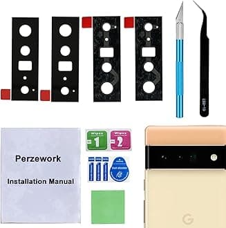 2 Set Back Rear Camera Lens Glass Replacement for Google Pixel 6 Pro with pre-Installed Adhesive and Reparing Toolkit