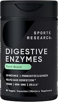 Plant‑Based Digestive Enzymes 90 Veggie Capsules | Enzyme Blend with Probiotics & Ginger | Non‑GMO, Vegan & Gluten‑Free Supplement