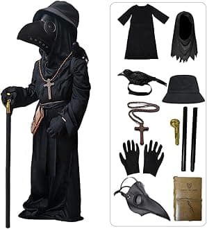 SENLI Plague Doctor Costume for Kids Funny Scary Halloween Costumes for Boys Girls 9 in 1 Set Halloween Outfits