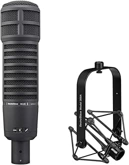 Electro-Voice RE20 Broadcast Announcer Microphone (Black) Bundle 309A Mic Shockmount