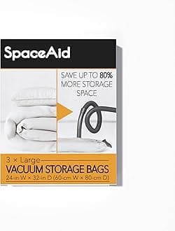 SpaceAid Vacuum Storage Bags, Space Saver Sealer Compression Bags for Comforters, Blankets, Pillows, Bedding, Clothes (Large 3 Pack)