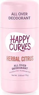 HAPPY CURVES Whole Body Deodorant for Women - Aluminum-Free - Sensitive Skin Invisibile All Day Layer of Full Body Protection for Odor Control Only (2.65 Ounce (Pack of 1), Herbal Citrus)