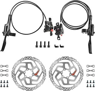 MT200 MTB Hydraulic Disc Brakes Set with RT26 160mm Rotors Left Front 800mm Right Rear 1550mm Mountain Bike Hydraulic Brake Mountain Bike Bicycle Disc Brake 2 Piston