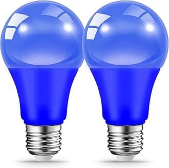 JAHEKS Blue Light Bulbs for Outdoor Porch, 9W(60W Equivalent) E26 Base LED Colored Bulb for Christmas, Halloween,Wedding,Party,Bar,Holiday Lighting,Home Decor, 2-Pack