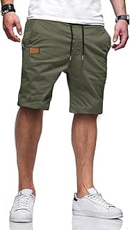 JMIERR Mens Casual Shorts - Cotton Drawstring Summer Beach Stretch Twill Chino Golf Shorts