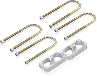 Universal Leaf Spring Lowering Block Kit, 1 Inch, 2-1/2" Wide, 5" Long, Zinc-Plated U-Bolts, Premium Steel Construction for Long-Lasting Finish