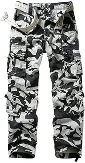 AKARMY Men's Camo Cargo Work Pants Cotton Military Army Casual Tactical Wild Combat Pants with 8 Pockets