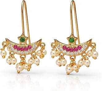 Fashions Half Moon Or Peacock Shape Maharashtrian Traditional Press on Bugadi Upper Ear Clip on Earrings For Women & Girls