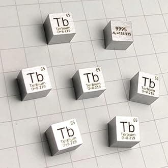 10mm Pure Terbium Cubes, 99.95% High Purity Metal Tb, for Elemental Sample Collection, Classroom Demonstrations, Science and Laboratory Experiment Projects