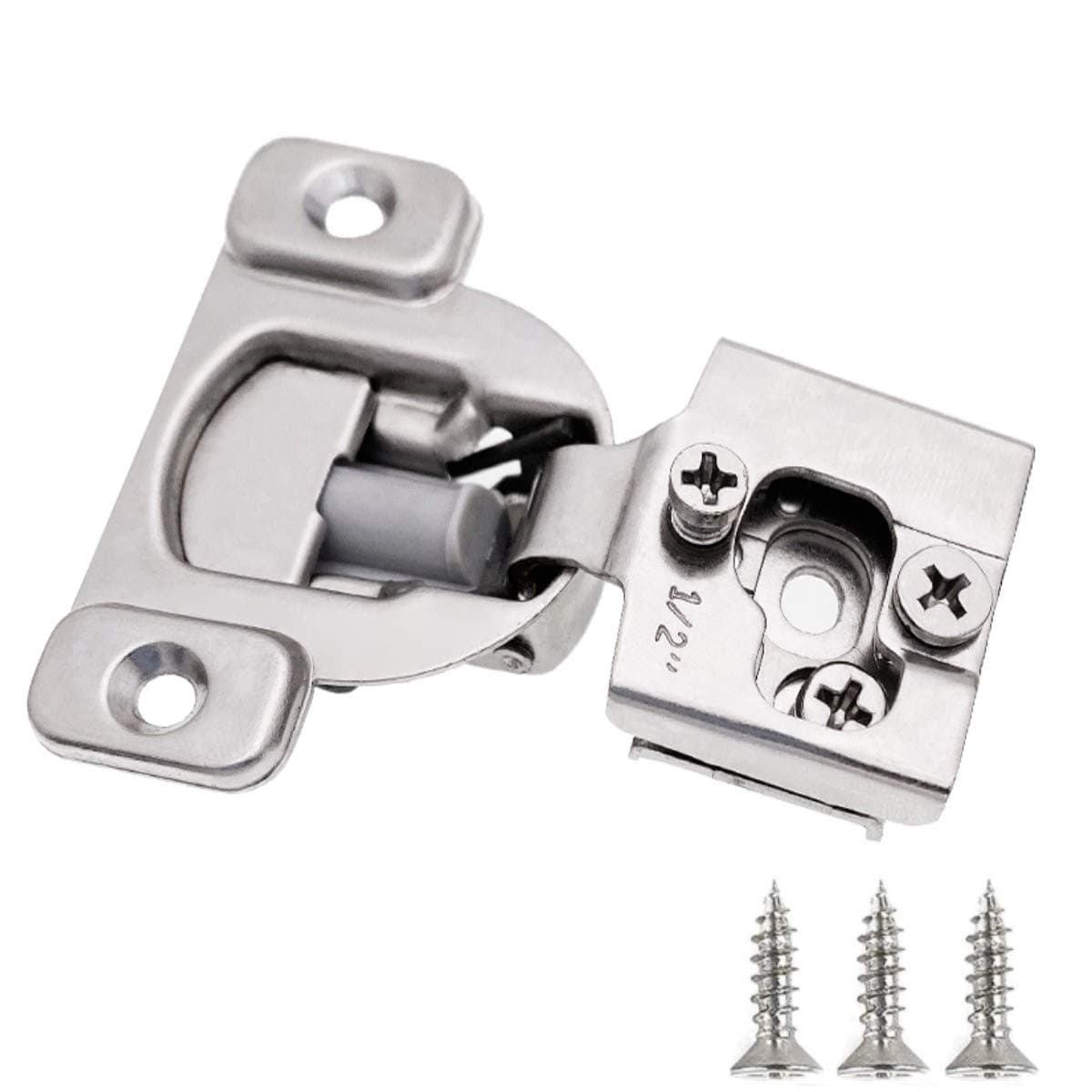 Soft Close Hinge 1-1/2" Cabinet Door Hardware Compact Overlay Hinges for Frameless Face Frame Nickel Plated - 10 Pack