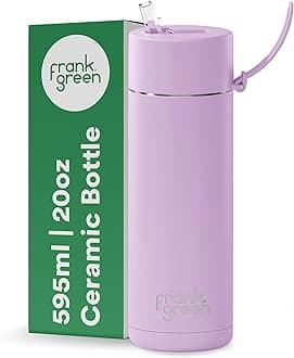 Water Bottle – 595ml/20oz Metal Water Bottle with Straw Lid, Ceramic Insulated, Stainless Steel, Triple Wall Vacuum – Lilac Haze by frank green