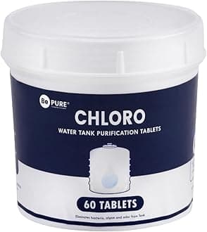 Chloro 1000 | Water Purification Chlorine Tablets for Water Tank | Pack of 60 Tablets | Eliminates Bacteria, Algae and Odor from Water Tank | 60 Tablets for 60000 litres