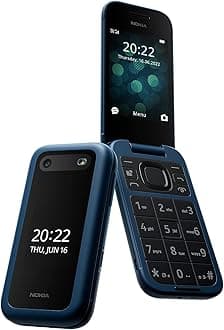 2660 Flip Feature Phone with 2.8" display, 4G Connectivity, Hearing Aid Compatibility (HAC), built-in camera, MP3 player, wireless FM radio and classic games (Dual SIM), Blue
