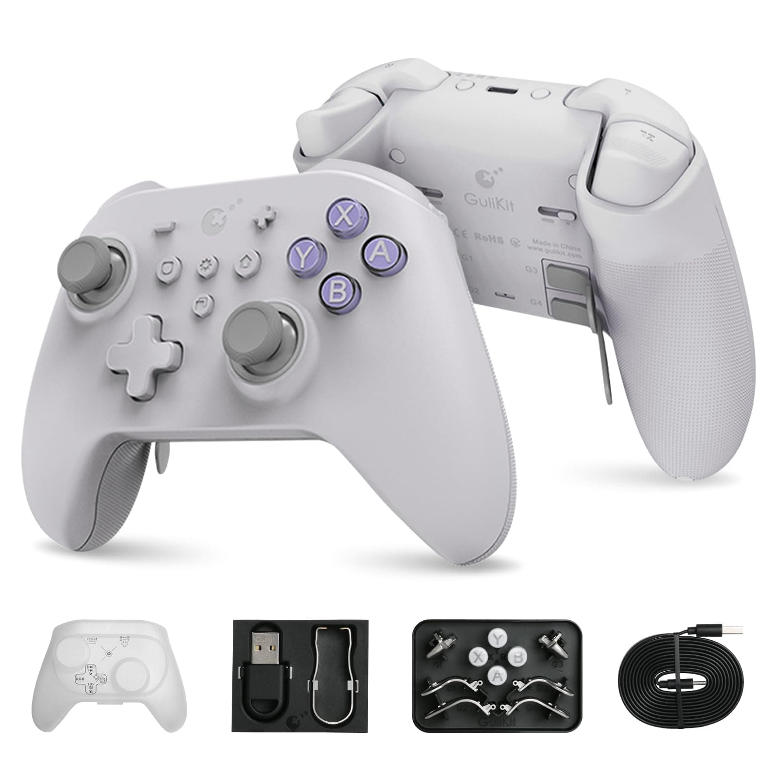 GuliKit KK3 MAX Controller (No Drift) for Switch/PC/Android/MacOS/IOS with 4 Back Buttons, Hall Joysticks and Triggers, Maglev/Rotor/HD Vibration,1000Hz Polling Rate