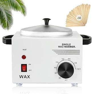 Single Wax Warmer Professional Electric wax Heater for Hair Removal- Wax Pot with 50pcs Sticks Heat up Quickly & Fahrenheit Dial, Paraffin Facial Skin Body SPA Salon Equipment