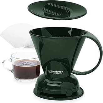 Coffee Dripper and Filters, Large 18 oz| Barista's Choice| Safe BPA Free Plastic|Includes 100 Filters (Dark Green)