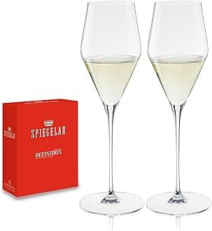 Spiegelau Definition Champagne Flutes, Elegant Crystal Champagne Glasses Gift Set, Perfect for Prosecco, Sparkling Rose, Mocktails, Home Bar Accessories, Housewarming, Wedding Gifts, 9 oz, Set of 2