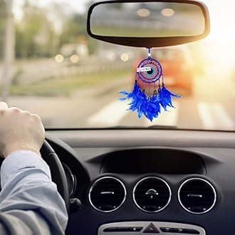 Dream Catcher Stainless Steel Ashvah Evil Eye Dreamcatcher Dashboard Hanging For Car, Decorative Showpiece For Decoration For Good Vibes, Postive Energy & Protection, Small/Mini 3 In (Car Evil Eye)