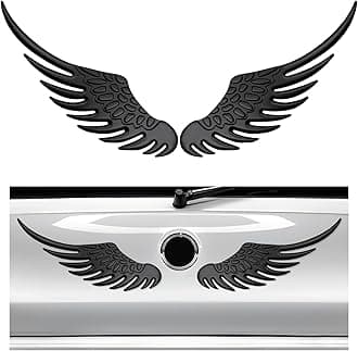 Dickno 2PCS Angel Wings Car Stickers, 3D Alloy Metal Angel Hawk Eagle Wings Emblem Badge Decal, Anti-Collision Auto Body Logo Sticker, Universal Vehicle Exterior Decor Accessories (Black)