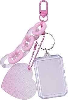 Clear Acrylic Kpop Photocard Holder Love Heart Kawaii Credit ID Card Photo Display Holder Bag Pendant Keychain