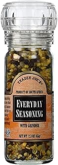 Trader Joe's Everyday Seasoning with Built in Grinder Use on Everything Everyday Sea Salt,mustard Seeds, Black Peppercorns,coriander,onion,garlic,paprika & Chili Pepper 2.3oz - PACK OF 3