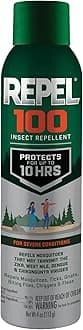 Repel 100 Insect Repellent, 4 Ounces, 98% DEET 10-Hour Protection Lon-Lasting Insect Repellent Aerosol Spray Repels Mosquitoes, Ticks, Gnats, Biting Flies, Chiggers And Fleas