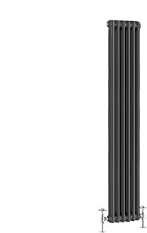 Warmehaus - Traditional Cast Iron Style Anthracite Double Column Vertical Radiator 1800 x 290mm - Perfect for Bathrooms, Kitchen, Living Room