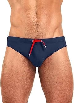 Minaso Men's Swimwear Bikini Swimming Briefs Pad Swimsuits Board Surf Shorts Trunks, Navy, L