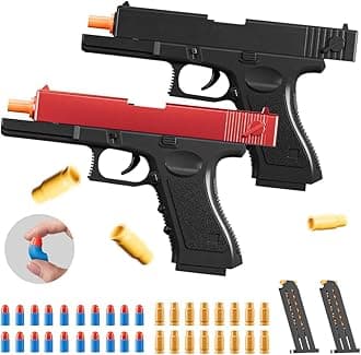 2Pack M1911 EVA Soft Foam Ejection Toy Blaster, Shooting with Foam Darts, Shooting Games, Backyard Fun and Outdoor Games, Education Toy Model for Boys Girls Halloween Christmas Ages 8+ (Black+Red-G)