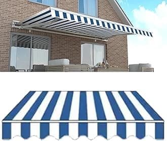ILOOXI Patio Awning Retractable Fabric, Awning Replacement Fabric Sun Shade Shelter, Waterproof Sun Shade Awning Cover, Polyester Outdoor Canopy, Various Size Options ﻿ ﻿(10x8ft/300x245cm)