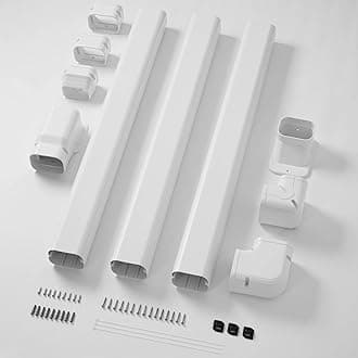 Della 4" 11 Ft Mini Split Line Set Cover, Decorative PVC Lineset Cover Kit, Paintable for Air Conditioner, Central AC, HAVC & Heat Pumps Systems Tubing Cover, White