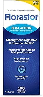 Florastor Probiotics for Digestive and Immune Health, 100 Capsules, Probiotics for Women & Men, Helps Flush Out Bad Bacteria, Boosts The Good with Our Unique Strain Saccharomyces Boulardii