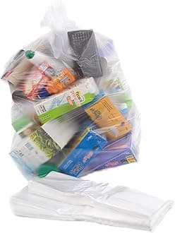 1000 Clear Recycling Bin Bags - 64 Gauge Bin Liners, Clear Plastic Bags for 40L-90L Bins, Ideal for Recycling and Waste - Large Refuse Sacks 18” x 29” x 39”